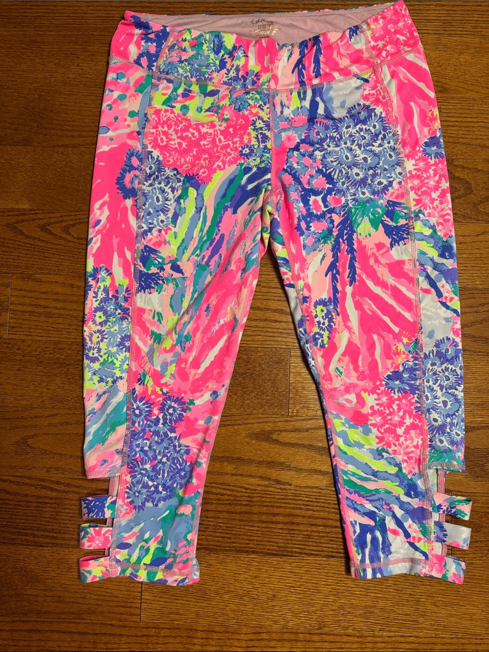 XL Lilly Pulitzer Luxletic Neon Pink Floral Athletic Leggings